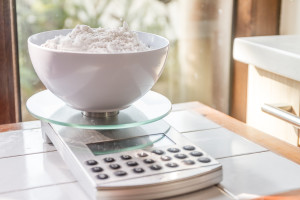 flour on a weighing scale